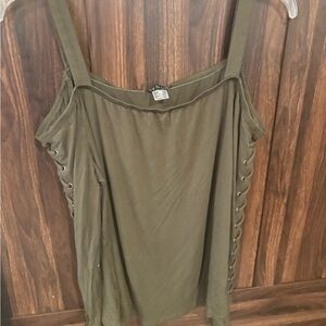 VENUS Olive Tank Top with Lace-Up Sides